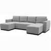 Image de Canapé d'angle convertible panoramique PHARELL 5/6 places - Tissu souris - Coffre de rangement - L297 x P155 x H71/85 cm