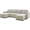 Image de Canapé D'Angle Convertible Panoramique Pharell 5/6 Places - Tissu Beige - Coffre De Rangement - L297 X P155 X H85 Cm