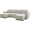 Image de CanapÃ© d'angle convertible panoramique PHARELL 5/6 places - Tissu beige - Coffre de rangement - L297 x P155 x H85 cm