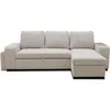 Image de Canapé d'angle convertible réversible VALDO 3/4 places - Tissu Beige - Tablette avec USB - Coffre + Pouf - L247xP143xH86 cm