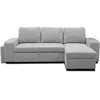 Image de Canapé d'angle convertible réversible VALDO 3/4 places - Tissu Souris - Tablette avec USB - Coffre + Pouf - L247xP143xH86 cm