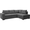 Image de CanapÃ© d'angle convertible rÃ©versible NIRVANA 4 a 5 places - Tissu velours cÃ´telÃ© anthracite - Coffre de rangement - L247 x P 183 x