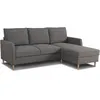 Image de Canapé D'Angle Fixe 3 Places Chipy - Tissu Anthracite - Réversible - L 192 X P 137 X H 82 Cm - Pieds Noir