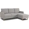 Image de Canapé D'Angle Fixe 3 Places Chipy - Tissu Gris Souris - Réversible - L 192 X P 137 X H 82 Cm - Pieds Bois Naturel
