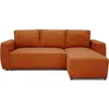Image de Canapé D'Angle Convertible 3 A 4 Places Pharell - Tissu Velours Cotelé Terracotta - Réversible - L 224 X P 155 X H 85 Cm
