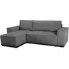 Image de CanapÃ© d'angle convertible rÃ©versible - 4 places - JOSH - Tissu velours cotelÃ© - Anthracite - Coffre - 242 x 155 x 86 cm