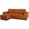 Image de CanapÃ© D'angle Convertible RÃ©versible - 4 Places - Josh - Tissu Velours CotelÃ© - Terracotta - Coffre - 242 X 155 X 86 Cm