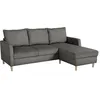 Image de CanapÃ© d'angle fixe - 3 places - CHIPY - Tissu Lincoln Anthracite - Pieds bois nature - 192 x 82 x 138 cm