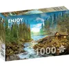 Image de Puzzle 1000 pièces Enjoy - Une cabane en rondins au bord des rapides