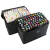 Image de Kit de 80 Feutres Marqueur Huile-alcool Double 1mm-6mm 80 Couleurs Graphique + Sac de Crayon pour les étudiants Noir