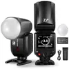 Image de NEEWER Z2-C Flash Speedlite TTL TÃªte Ronde 2,4G Compatible avec Canon, HSS 76W 1/8000s avec Diffuseur, 2 Lampes Pilotes, Nouvelle Interface Utilisateur, SÃ©lecteur TCM TTL/M, 3000mAh 600 Flash