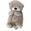 Image de Peluche SZSMART SL01 Loutre de rivière avec lumière respiratoire pour endormir - Gris