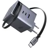 Image de Chargeur secteur Ugreen GaN USB Type C rétractable 100 W Gris anodisé