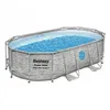 Image de Bestway Kit piscine Bestway POWER STEEL SWIM VISTA POOL ovale 427x250x100cm aspect tressé avec hublots