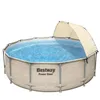 Image de Bestway Piscine tubulaire ronde power steel Ø 3.96 x h.1.07 m + auvent - rotin beige