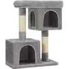 Image de Arbre Ã Chat Poteaux En Sisal 2 Niches, Gris Clair