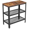 Image de Table d'appoint VASAGLE avec 2 étagères en maille marron rustique LET33BX