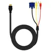 Image de Câble HDMI vers 3x RCA Mâles et VGA Mâle Adaptateur Vidéo 1.5m A4001 LinQ Noir