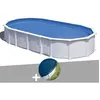 Image de Kit piscine acier blanc GrÃ© Atlantis ovale 10,20 x 5,75 x 1,32 m + BÃ¢che hiver