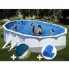 Image de Kit piscine acier blanc GrÃ© Bora Bora ovale 6,34 x 3,99 x 1,22 m + BÃ¢che hiver + BÃ¢che Ã  bulles
