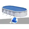 Image de Kit piscine acier blanc GrÃ© Fidji ovale 6,34 x 3,99 x 1,22 m + BÃ¢che Ã  bulles