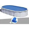 Image de Kit piscine acier blanc GrÃ© Atlantis ovale 10,20 x 5,75 x 1,32 m + BÃ¢che Ã  bulles