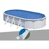 Image de Kit piscine acier blanc GrÃ© Fidji ovale 6,34 x 3,99 x 1,22 m + Tapis de sol