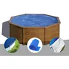 Image de Kit piscine acier aspect bois GrÃ© Sicilia ronde 3,70 x 1,22 m + BÃ¢che hiver + BÃ¢che Ã  bulles + Tapis de sol