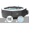 Image de Intex Kit spa gonflable Intex PureSpa Carbone octogonal Bulles et Jets 4 places + 12 filtres + 5 kg de sel