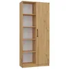 Image de Villme - Bibliothèque Design Minimaliste - 1 Porte + 10 Étagères - 80x30x182 Cm - Meuble De Rangement - Chêne