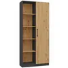 Image de Villme - Bibliothèque Design Minimaliste - 1 Porte + 10 Étagères - 80x30x182 Cm - Meuble De Rangement - Gris&aspect Bois