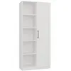 Image de Villme - Bibliothèque Design Minimaliste - 1 Porte + 10 Étagères - 80x30x182 Cm - Meuble De Rangement - Blanc