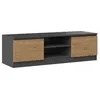 Image de TIVOLI - Meuble TV style moderne - 120x40x36cm - 2 niches + 2 portes - Rangement matÃ©riel tÃ©lÃ©/audio - Gris&ChÃªne