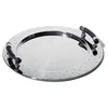 Image de Alessi Alessi Mgvass Plateau Rond À Poignées En Acier Brillant Avec Poignées En Pa Noir