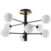 Image de Ideal Lux Cosmopolitan Plafonnier Globe Ã 8 Ampoules, Noir Mat, Laiton SatinÃ©