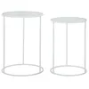 Image de Lot de 2 tables basses en mÃ©tal blanc avec papillons Ã Â¿ 43x60-38x55 cm