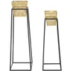 Image de Lot De 2 Cache-Pot En MÃ©tal DorÃ© Avec Bases 23x23x70-20x20x60 Cm