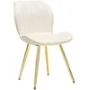 Image de Fauteuil en velours crÃ¨me avec pieds dorÃ©s 46x58x77 cm