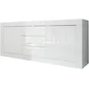 Image de Buffet Basico 2 Portes 3 Tiroirs Blanc Laque Brillant - L210xp42xh85,8 Cm