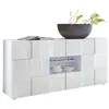 Image de Buffet MILANO - Décor blanc laqué brillant - 2 portes 2 tiroirs - L181 x P43 x H84 cm