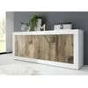Image de Buffet - BASICO - 4 portes - Blanc dÃ©cor chÃªne Pero - 207 x 86 x 43 cm