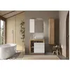 Image de Ensemble Meuble salle de bain HAMBOURG L78 - Vasque + 2 Tiroirs + 3 niches + Colonne - Coloris chêne clair et laqué blanc