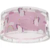 Image de Plafonnier Enfant Licornes - Dalber - Motif Licornes - L 33 Cm - H 17 Cm - Rose