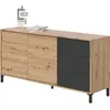 Image de Buffet 2 portes 3 tiroirs - Panneaux de particules mélaminé - Chêne et noir - BROOKLYN L 154 cm x P 41 cm x H 74 cm
