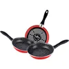 Image de Set 3 Poêles à frire 20-24-28cm Induction PIERRE Non Adhérente sans PFOA Magefesa K2 Rojo Rouge