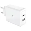 Image de KSIX - Adaptateur secteur - GaN, compatible avec les ordinateurs portables et les téléphones - 65 Watt - 3 A - Power Delivery 3.0 + PPS, Ultra Fast Charge - 2 connecteurs de sortie (24 pin USB-C, USB) - blanc