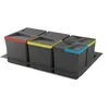 Image de Emuca Kit de poubelles, 12 L + 12 L + 6 L + 6 L, module 800 mm, Plastique, Gris anthracite, 4 ut. + Base