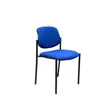 Image de Chaise confidentielle avec 4 pieds et structure noire - Assise et dossier rembourrÃ©s en tissu BALI bleu marine PIQUERAS Y CRESPO