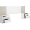 Image de Ensemble Tête de lit + 2 Tables de nuit avec 2 Tiroirs - Blanc et bois - 258,6 x 34,2 x 106 cm