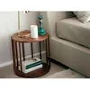 Image de Table d'appoint ronde effet bois noyer